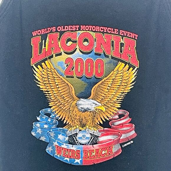 Vintage Laconia Bike Week Tank Top Women’s Black Weirs Beach 90s Y2K - Picture 3 of 4